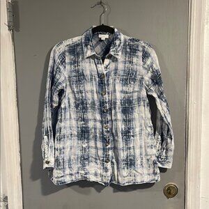 J Jill‎ denim design plaid shirt XS-P
